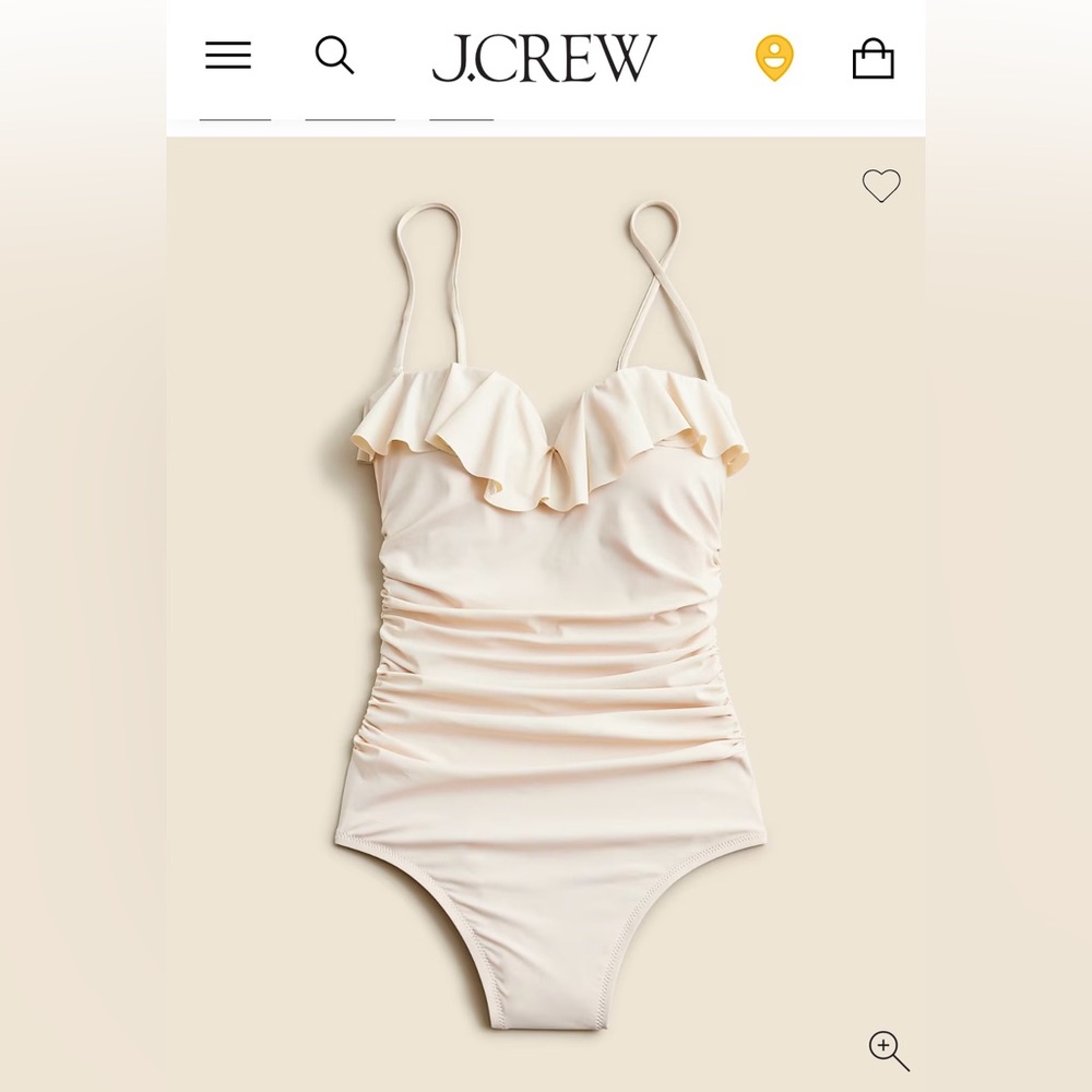 J. Crew Cream Ruffle One-Piece Swimsuit